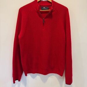 Vineyard Vines Cashmere Men's Vibrant Red Zip-Up Sweater